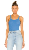 Re/done Fine-ribbed Racerback Tank Top In Azure