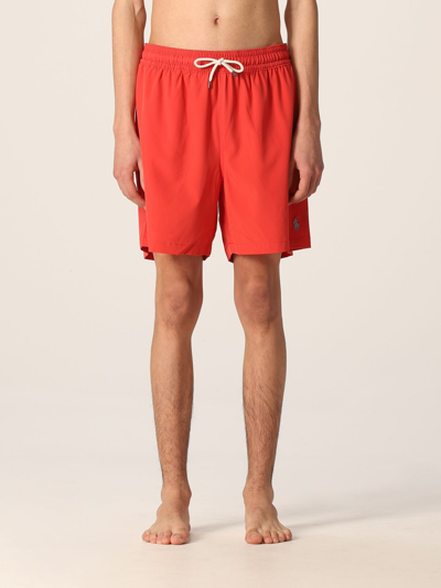Polo Ralph Lauren Boxer Swimsuit With Logo In Red