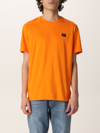 Paul & Shark Cotton T-shirt With Logo Patch In Orange