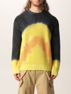 Msgm Tie-dye Print Cotton Sweater In Blue