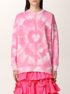Red Valentino Tie-dye Heart Pattern Sweatshirt In Pink