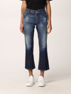 Dsquared2 Cropped Jeans In Washed Denim In 牛仔布