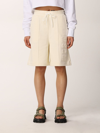 Msgm Logo Embossed Track Shorts In White