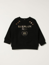 Balmain Babies' Cotton Sweatshirt With Logo In Black