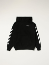 Off-white Arrows Logo-print Cotton Hoody 6-10 Years In Black