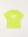 Off-white Kids' Cotton T-shirt With Back Print In Green