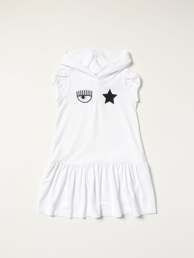 Chiara Ferragni Kids' Dress With Eyestar Logo In White