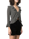 Saint Laurent Spot-print V-neck Blouse In Black