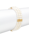 Belpearl Women's Stylish 14k Yellow Gold & 5mm White Off-round Freshwater Pearl Bracelet
