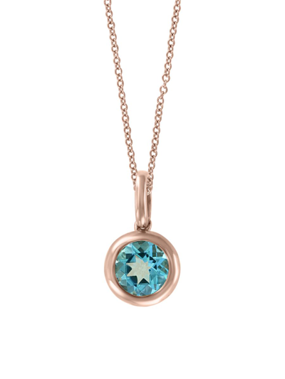 Effy Women's 14k Rose Gold And Bezeled Blue Topaz Pendant Necklace