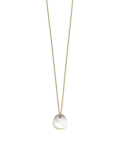 Ippolita 18k Yellow Gold Rock Candy Mother Of Pearl Small Pebble Pendant Necklace, 16-18 In White/gold