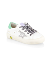 GOLDEN GOOSE LITTLE GIRL'S MA GLITTER STAR LEATHER LOW-TOP SNEAKERS