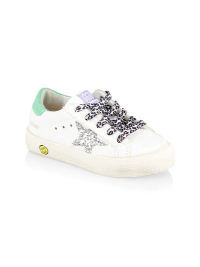 Golden Goose Babies' Little Girl's Ma Glitter Star Leather Low-top Sneakers In Bianco