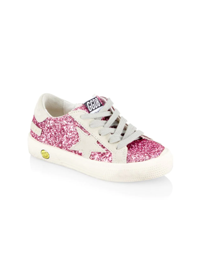Golden Goose Babies' Kids May Pink Glittered Suede Trainers (it20-it27) In Purple
