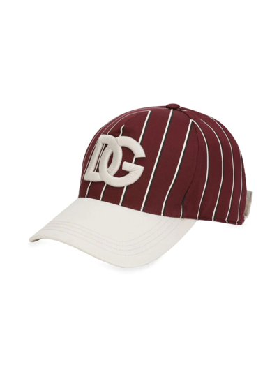 Dolce & Gabbana Game Day Dg Logo Striped Baseball Cap In Off White