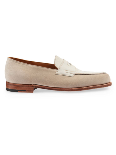 John Lobb Lopez Color-blocked Loafers In White