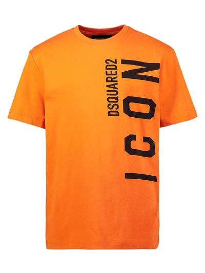 Dsquared2 Kids' Logo-print Short-sleeved T-shirt In Orange