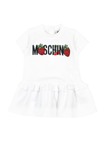 Moschino Babies' Kids Dress For Girls In Bianco