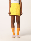 KENZO YELLOW DENIM MINISKIRT WITH ALLOVER PAISELY PRINT