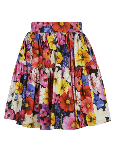 Dolce & Gabbana Floral Print Skirt In Giardino Fdo Nero