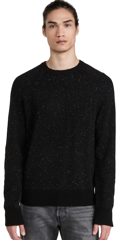 Rag Bone Harlow Donegal Cashmere Crew Sweater In Black