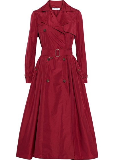 Max Mara Red Silk-blend Taffeta Balco Trench Dress, Brand Size 36