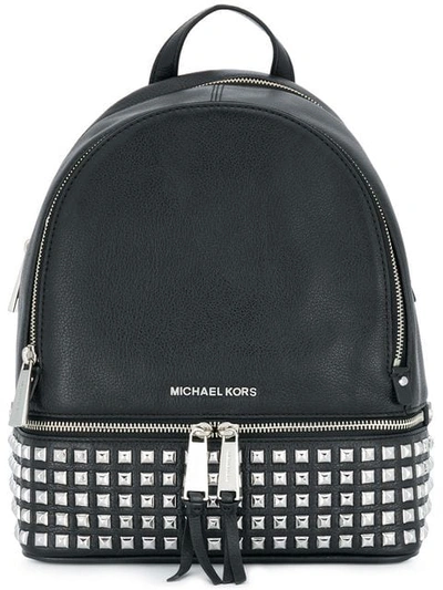 Michael Michael Kors Small Studded Leather Backpack In Nero