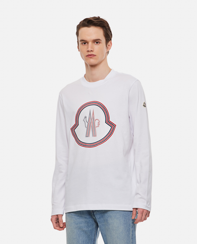 Moncler Logo-detailed Ripstop-trimmed Cotton-jersey T-shirt In White