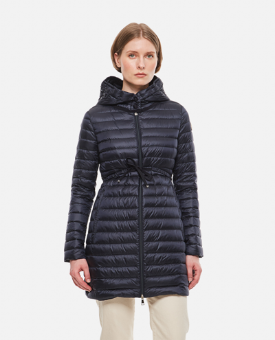 Moncler Barbel Nylon Down Long Parka In Blue