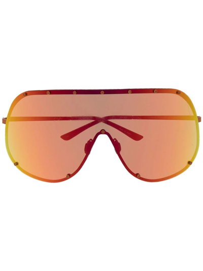 Rick Owens 超大款盾形太阳眼镜 In Orange