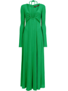 Proenza Schouler Halter Neck Long Sleeve Matte Jersey Maxi Dress In Green
