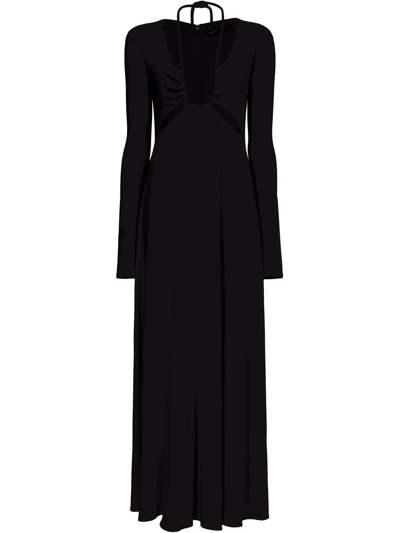 Proenza Schouler Drawstring Keyhole Matte Jersey Maxi Dress In Black