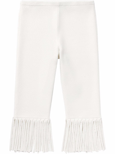 Proenza Schouler Textured Fringed Biker Shorts In Ivory