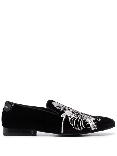 Philipp Plein Skeleton Slip-on Loafers In Black
