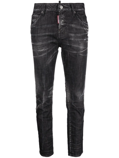 Dsquared2 Dyed Effect Skinny Jeans In Schwarz