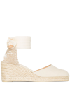 Castaã±er Carina 80 Metallic Canvas Wedge Espadrilles In Oro