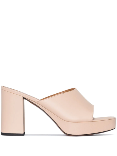 Atp Atelier Neutral Zorzino 90 Leather Platform Mules In Neutrals