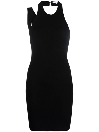 Patrizia Pepe One-shoulder Halterneck Dress In Schwarz