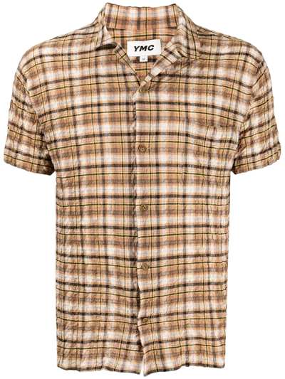 Ymc You Must Create Multicolor Check Malick Shirt In Brown