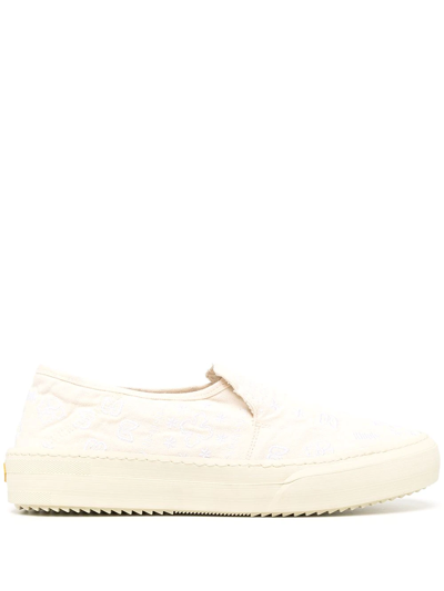 Rhude Embroidered-design Boat Shoes In White