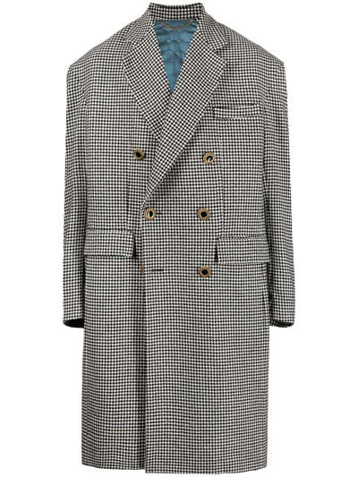 Cool Tm Grandpa Houndstooth-print Wool Coat In Black