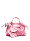 Balenciaga Pink Leather Tote Handbag With Metal Studs And Buckles For Women In Rosa