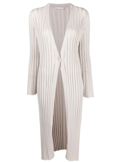 Fabiana Filippi Rib-knit Longline Cardigan In Beige