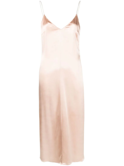 Fabiana Filippi Satin Midi Slip Dress In Pink