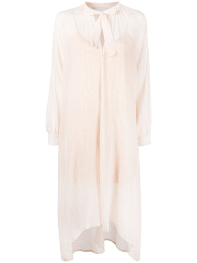 Fabiana Filippi Graphic-print Long-sleeve Midi Dress In Pink