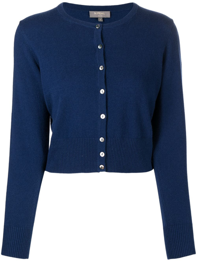 N•peal Button-down Cashmere Cardigan In Blau