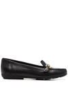 Geox Annytah Leather Moc-toe Loafers In Schwarz