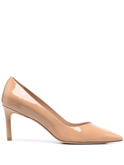 Stuart Weitzman Anny 95mm Pointed-toe Pumps In Adobe