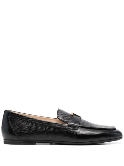Tod's Logo-plaque Loafers In Schwarz