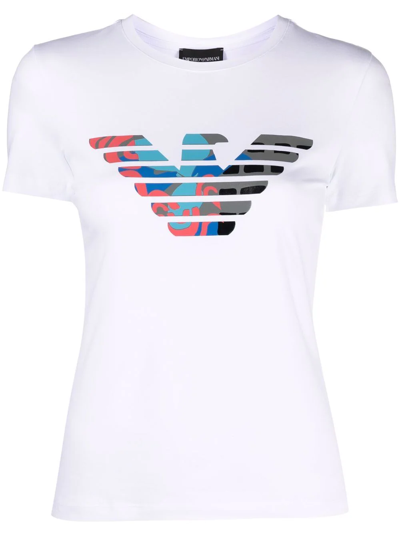 Emporio Armani T-shirt With Eagle Logo Print In White